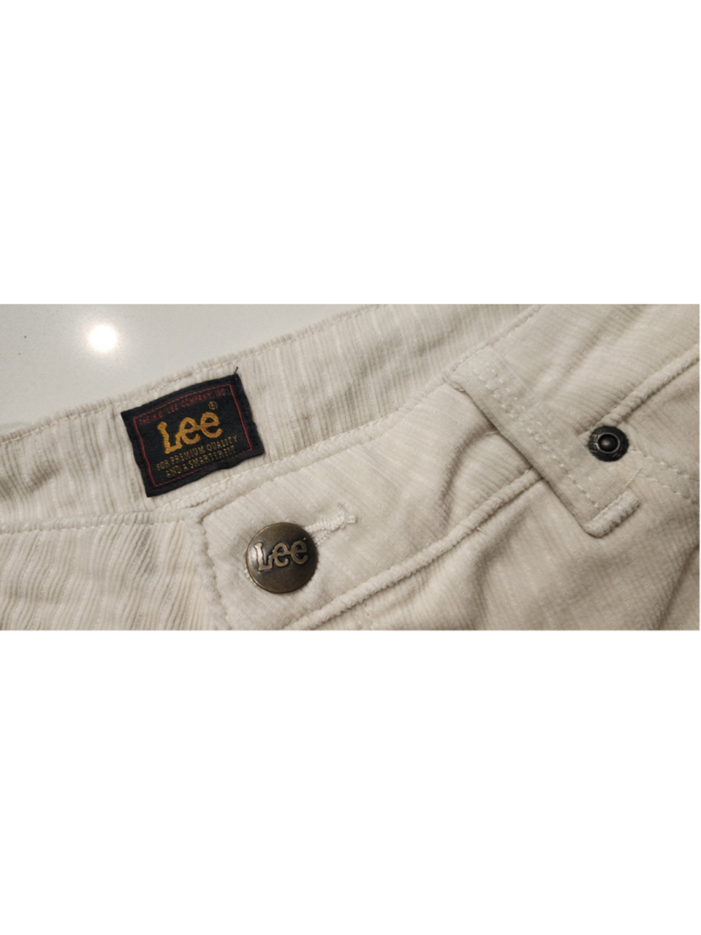 Lee Corduroy Pants Women's Size 30 Cream White Pinstripe Straight Leg 99% Cotton - Picture 4 of 12
